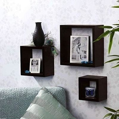 Set da pranzo di 3 ripiani in legno nero Disponibile ripiani da parete Mobili da cucina