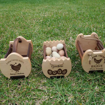 Cestino da cucina rustico con stampa del logo personalizzato Cestino di uova di legno