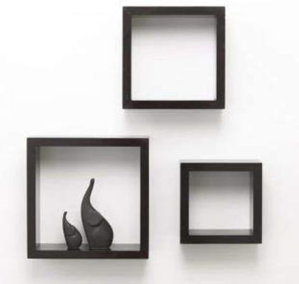 Set da pranzo di 3 ripiani in legno nero Disponibile ripiani da parete Mobili da cucina