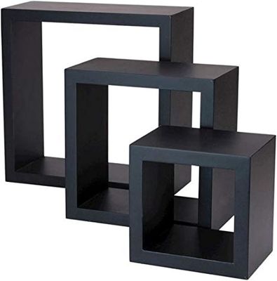 Set da pranzo di 3 ripiani in legno nero Disponibile ripiani da parete Mobili da cucina