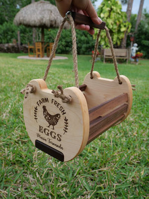 Cestino da cucina rustico con stampa del logo personalizzato Cestino di uova di legno
