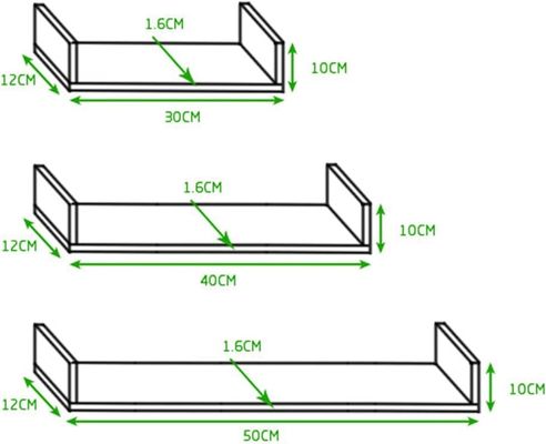 Ripiani da parete in legno rosa a forma di U regolabili Set di 3 per bagno soggiorno