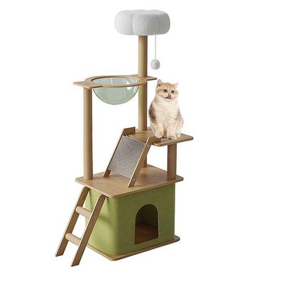 Condo a più livelli per gatti con pali da graffio Sisal e costruzione in legno durevole