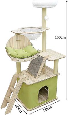 Condo a più livelli per gatti con pali da graffio Sisal e costruzione in legno durevole