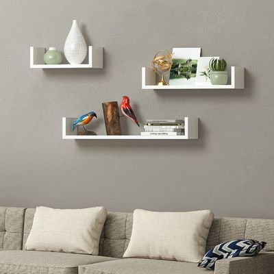 NO Ripiano a parete in legno galleggiante gonfiabile a forma di U con cucina da 3 50 cm 35 cm 25 cm