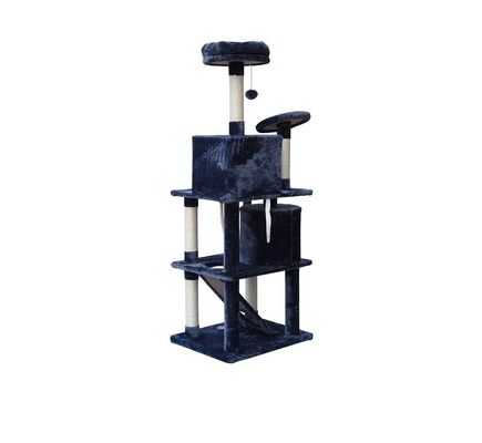 Arredamento del soggiorno Grigio scuro 4 piattaforme 64 pollici Albero gatto con 2 cubo letto Play House