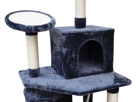 Arredamento del soggiorno Grigio scuro 4 piattaforme 64 pollici Albero gatto con 2 cubo letto Play House