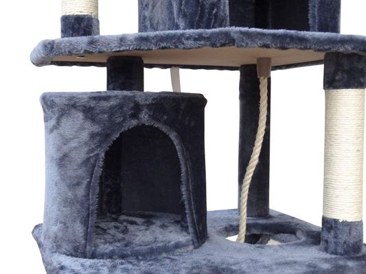 Arredamento del soggiorno Grigio scuro 4 piattaforme 64 pollici Albero gatto con 2 cubo letto Play House