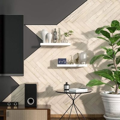 Home Arredamento Set di 2 ripiani a parete in legno massello 7 pollici ripiani galleggianti rustici bianchi