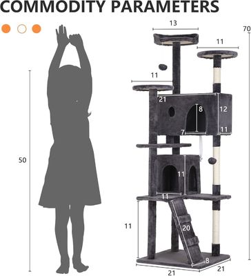 70&quot; Tall Cat Tower Climber Ladder Playhouse con materiale in legno e logo personalizzato