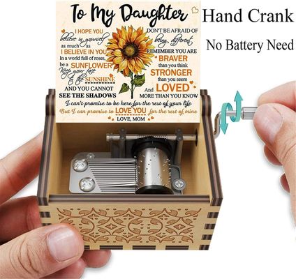 U R My Sunshine Sunflower Music Box Ambientale Legno inciso Laser colorato