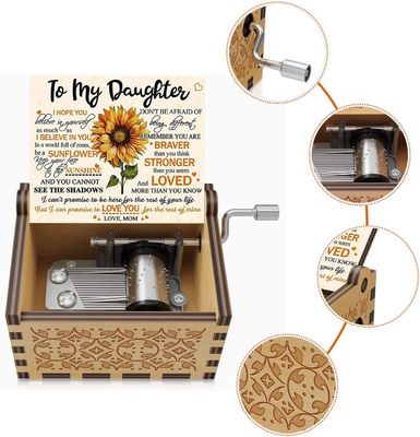 U R My Sunshine Sunflower Music Box Ambientale Legno inciso Laser colorato