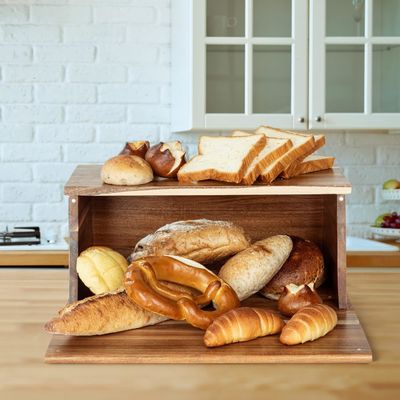 Scatola di pane di legno organizzatore tutto in un pezzo per l'assemblaggio della cucina pane vintage naturale contenitore di immagazzinamento alimentare