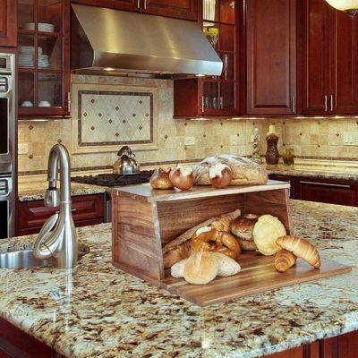 Scatola di pane di legno organizzatore tutto in un pezzo per l'assemblaggio della cucina pane vintage naturale contenitore di immagazzinamento alimentare