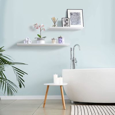60X20 Livello galleggiante decorativo a parete in legno bianco per la funzione di bagno per la decorazione domestica