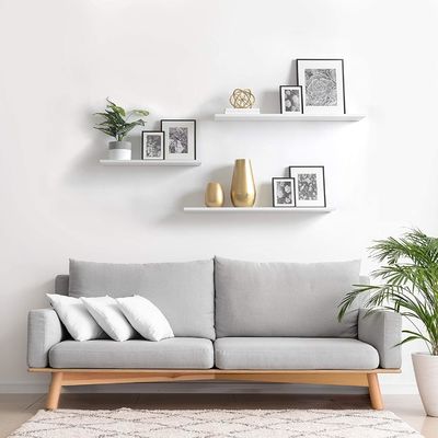 60X20 Livello galleggiante decorativo a parete in legno bianco per la funzione di bagno per la decorazione domestica