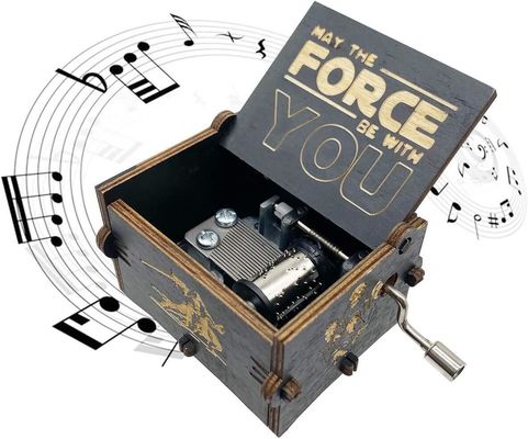 Rectangle Personalized Vintage Laser Engraved Star Wars Scatola musicale a manica in legno