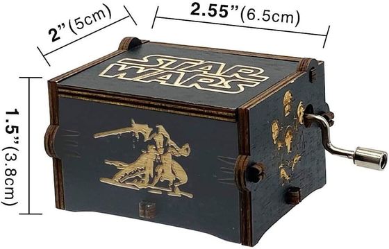 Rectangle Personalized Vintage Laser Engraved Star Wars Scatola musicale a manica in legno