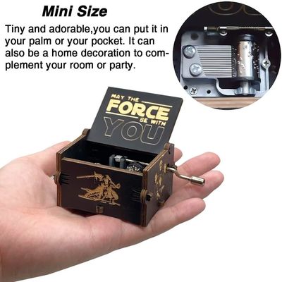 Rectangle Personalized Vintage Laser Engraved Star Wars Scatola musicale a manica in legno