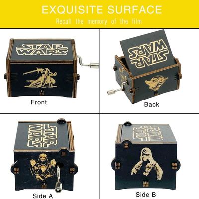 Rectangle Personalized Vintage Laser Engraved Star Wars Scatola musicale a manica in legno