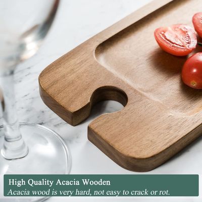 Set di cucina con 2 vassoi in legno di acacia con porta vino e tavole per formaggio