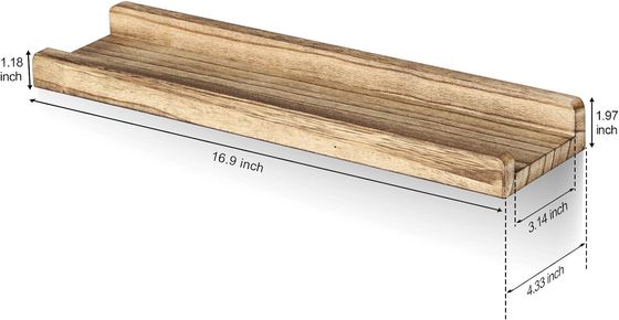 16.9 Inch Set Of 3 Brown Wood Picture Shelf Regolabili Mensole da Parete Rustiche Per Ufficio
