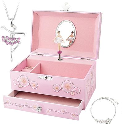 Pacchetto regalo Custom Princess MDF Rosa Ballerina Tema Musicale Gioielleria Scatola per Ragazze