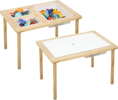 Tavolo sensoriale in legno con 3 contenitori per bambini piccoli Stand Classificazione Rack non pieghevole