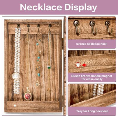 Ambientale 5 strati 4 cassetti grande organizzatore di legno scatola con specchio legno gioielleria scatola