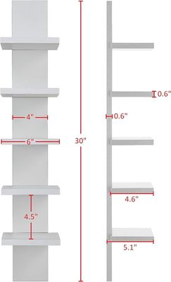5 Livello 5.1 X 6 X 30 Ripiano a colonna verticale bianco Ripostiglio galleggiante Arredamento generale Arredamento domestico