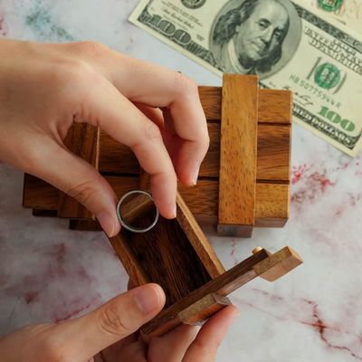 Doppio Magic Box Brain Teaser Custom Box in legno massello con compartimenti nascosti