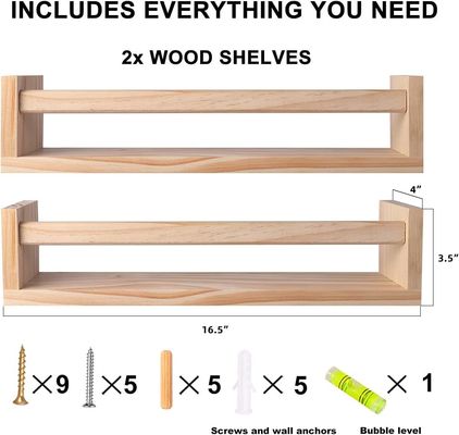 Imballaggio della posta Decorazione della casa e ripiani per bambini Set di 2 libri a parete galleggianti in legno naturale