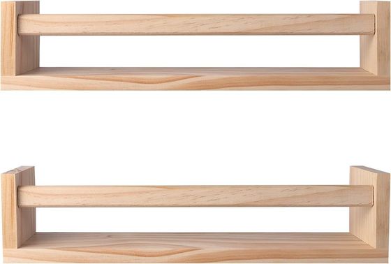 Imballaggio della posta Decorazione della casa e ripiani per bambini Set di 2 libri a parete galleggianti in legno naturale