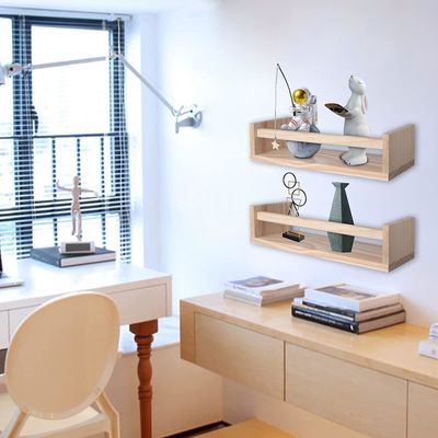 Imballaggio della posta Decorazione della casa e ripiani per bambini Set di 2 libri a parete galleggianti in legno naturale