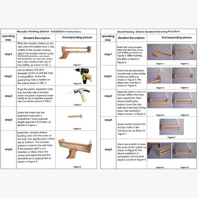 Imballaggio della posta Decorazione della casa e ripiani per bambini Set di 2 libri a parete galleggianti in legno naturale