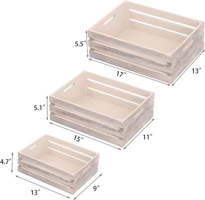 Scatole di contenitori in legno decorativi composte da 3 scatole con manici 13.25x9.5x5.5