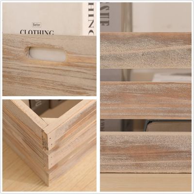 Scatole di contenitori in legno decorativi composte da 3 scatole con manici 13.25x9.5x5.5