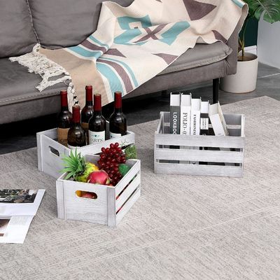 Cassa da display in legno bianco rustico Set di 3 casse da deposito decorative in pino NO pieghevole