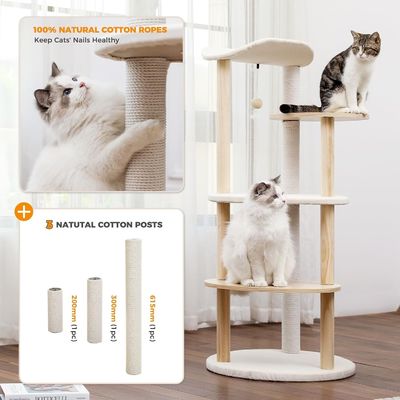 Dimensione personalizzata 51 pollici 5 livelli Cat Tree Cat Tower Centro di attività con punti di graffio Beige