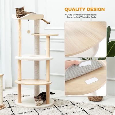 Dimensione personalizzata 51 pollici 5 livelli Cat Tree Cat Tower Centro di attività con punti di graffio Beige