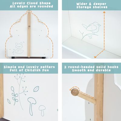 Progettazione funzionale scaffalatore di libri in legno multifunzione per libri per bambini