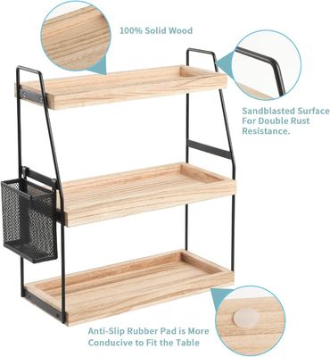 Conservatorio cosmetico organizzatore di vanità ripiano a tre livelli con vassoio in legno