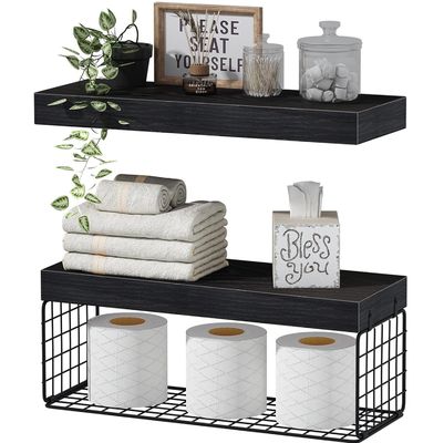 Bacini Mensole da bagno in legno sopra il muro del gabinetto Mensole galleggianti montate sul muro Mensole da fattoria Mensola di carta igienica