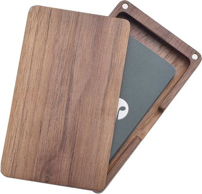Cassa per biglietti quadrata in legno di noce nero con chiusura magnetica Portabiglietti in legno