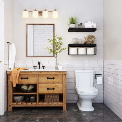 Bacini Mensole da bagno in legno sopra il muro del gabinetto Mensole galleggianti montate sul muro Mensole da fattoria Mensola di carta igienica