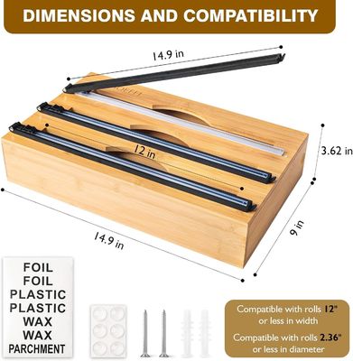 Dispenser di rivestimento di foglietti da cucina di bambù 3 in 1