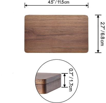 Cassa per biglietti quadrata in legno di noce nero con chiusura magnetica Portabiglietti in legno