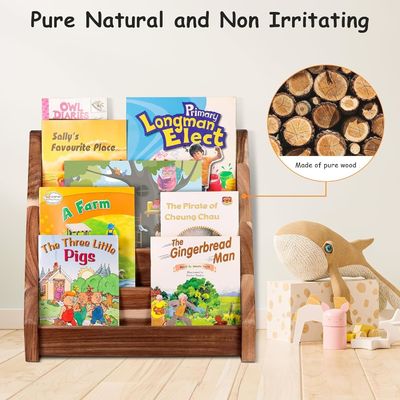 Progettazione funzionale ripiano Montessori scavato libreria in legno per la classe dei bambini