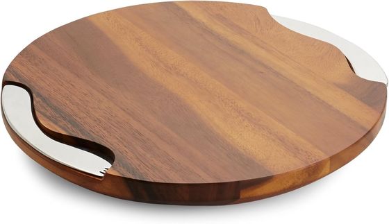 Logo personalizzato Acceptabile Tavola di taglio di acacia a scanalatura rotonda con coltello e diffusore