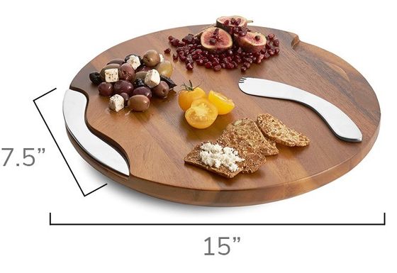 Logo personalizzato Acceptabile Tavola di taglio di acacia a scanalatura rotonda con coltello e diffusore